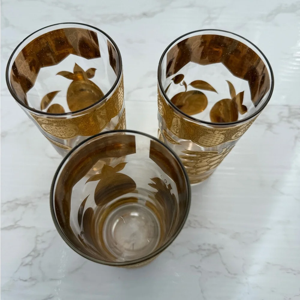 MCM CULVER 22k Florentine Fruit high ball GLASSES